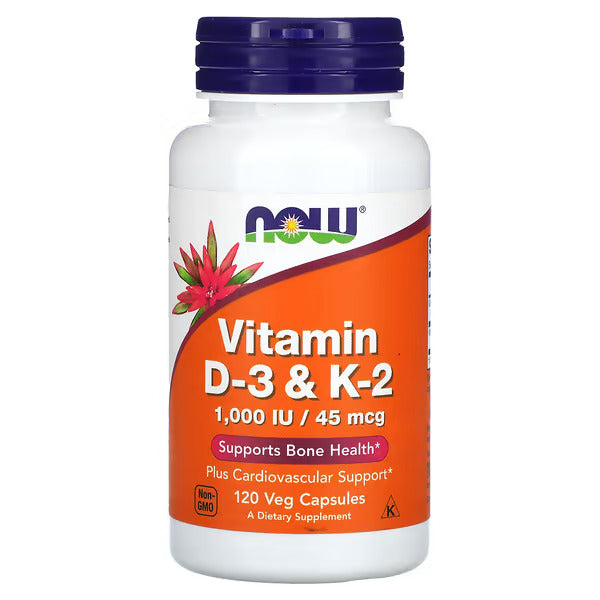 NOW Foods Vitamin D3 - 1000mg & K2 45mcg 120 Capsules