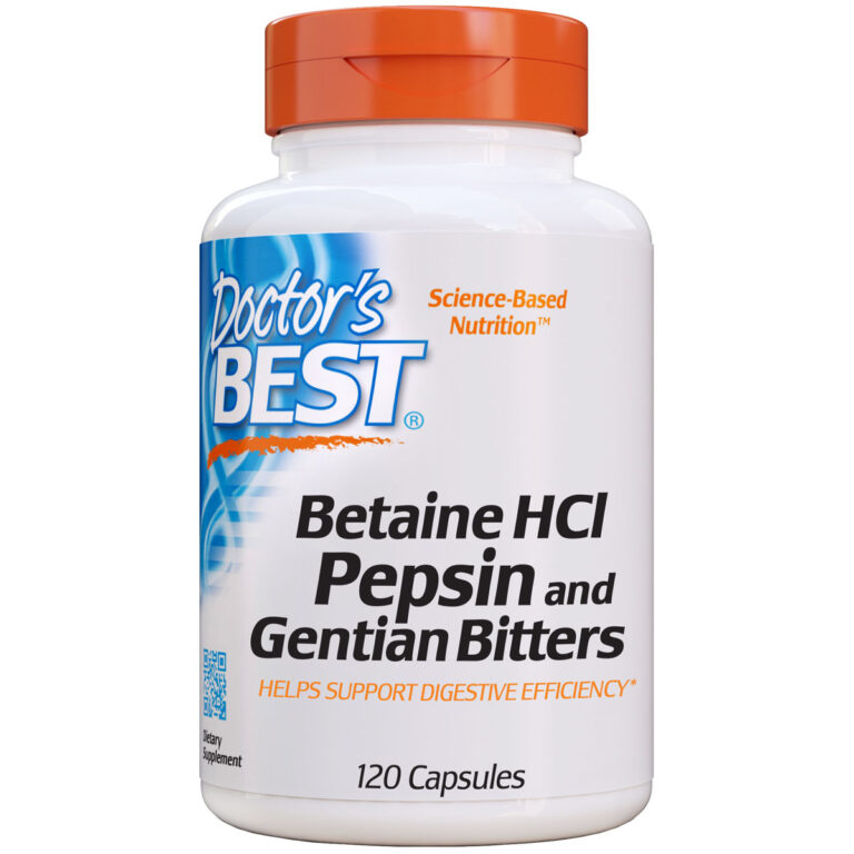 Doctors Best Betaine HCL Pepsin & Gentian Bitters - 120 Capsules