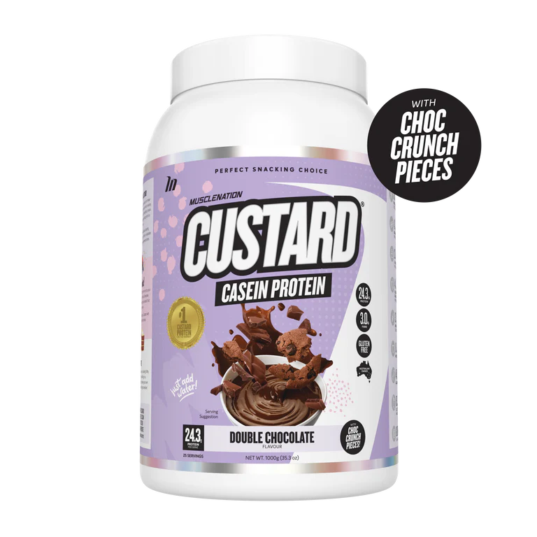 Muscle Nation Casein Custard Protein Powder 1kg - Twin Pack