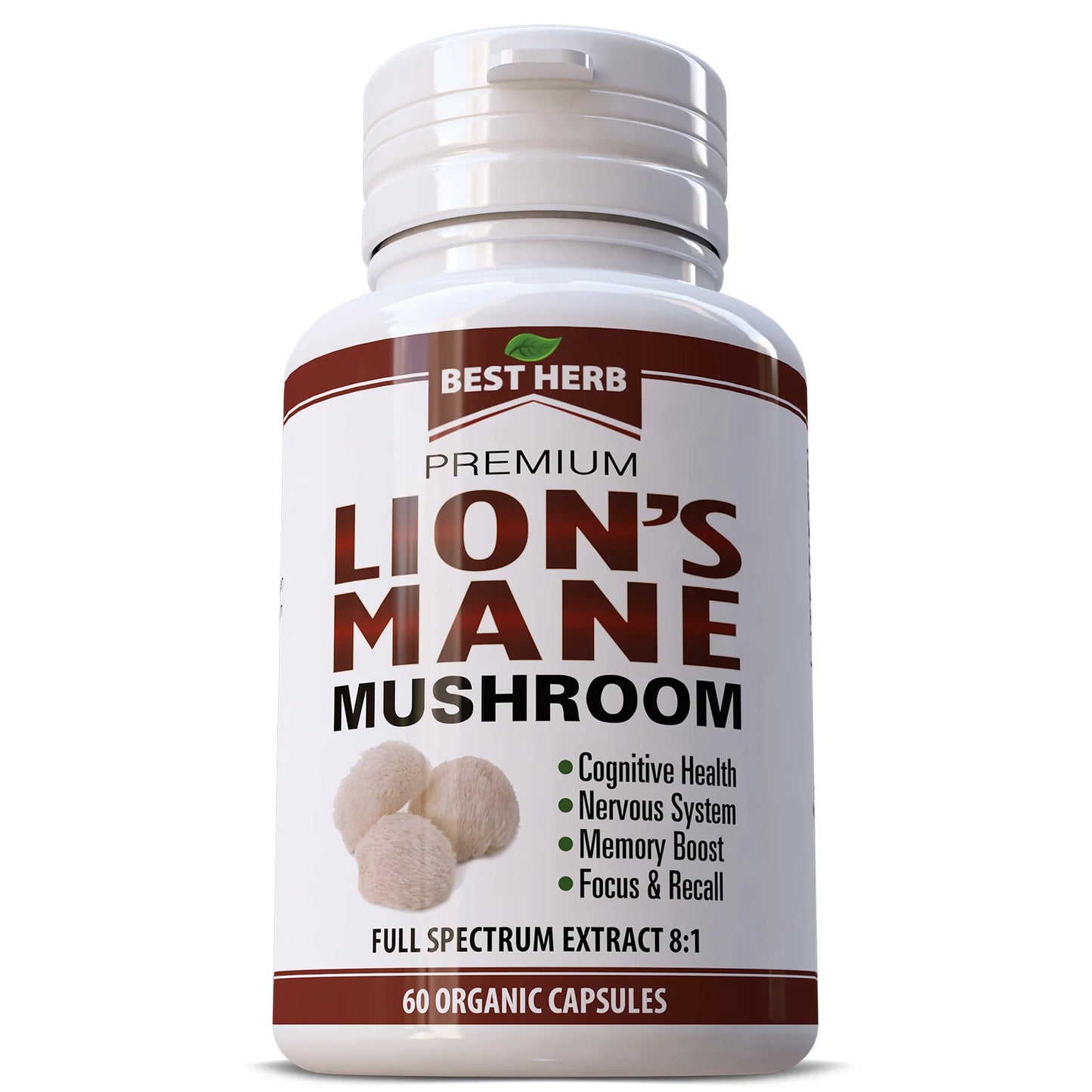 Best Herb Lions Mane Mushroom - 500mg 60 Capsules