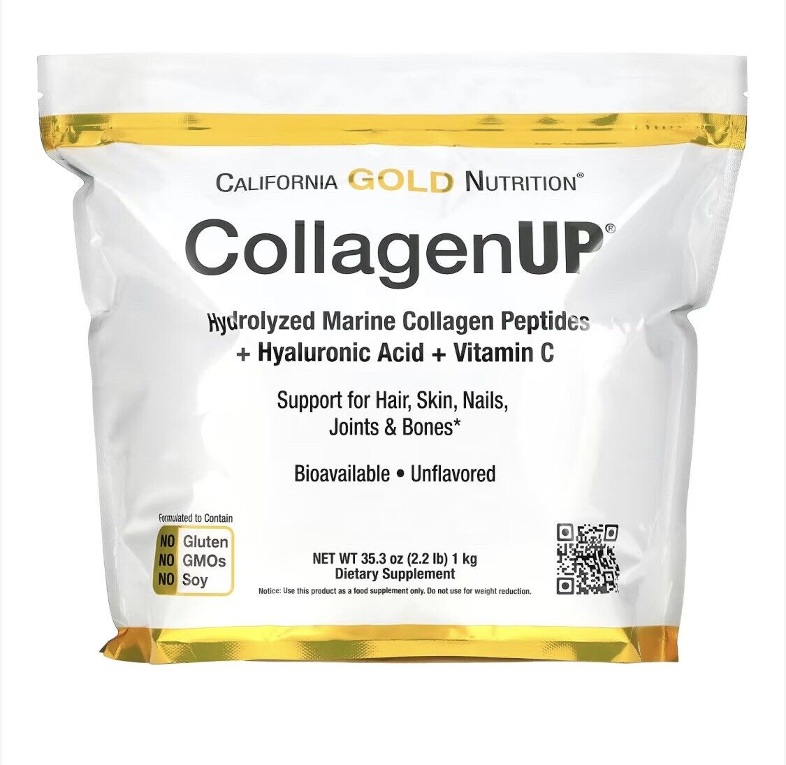 California Gold Hydrolyzed Marine Collagen Peptides with Hyaluronic Acid + Vit C 206g/464g/1kg