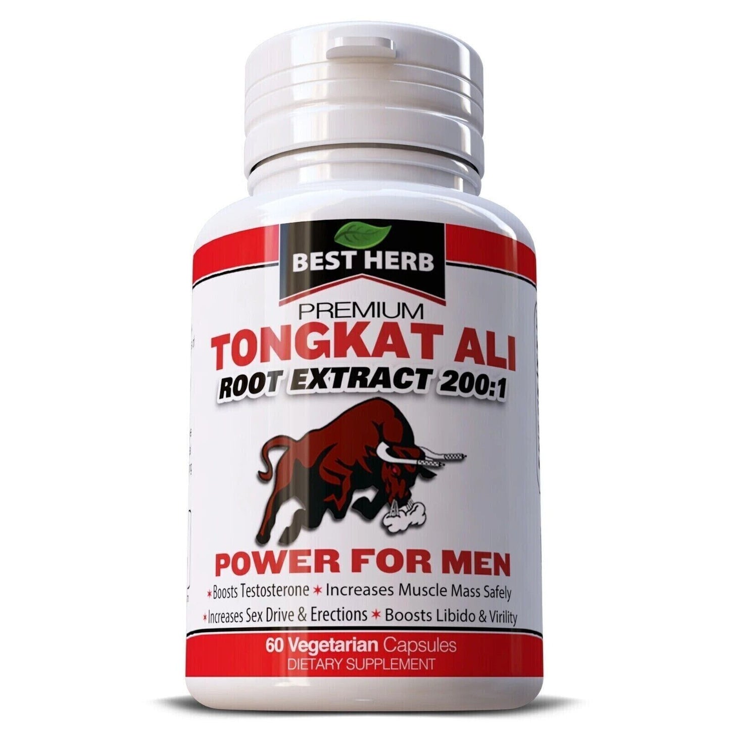 Best Herb Longjack 100% Pure Organic Tongkat - 60 Capsules 200:1