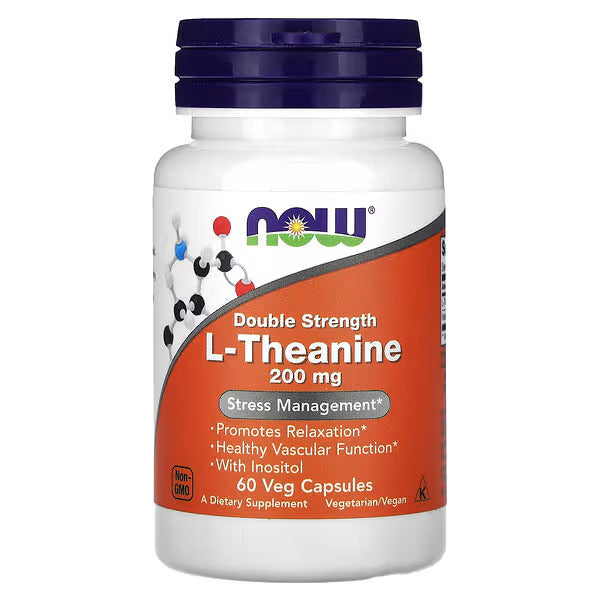 NOW Foods L-Theanine Double Strength 200 mg - 60 Veg Capsules