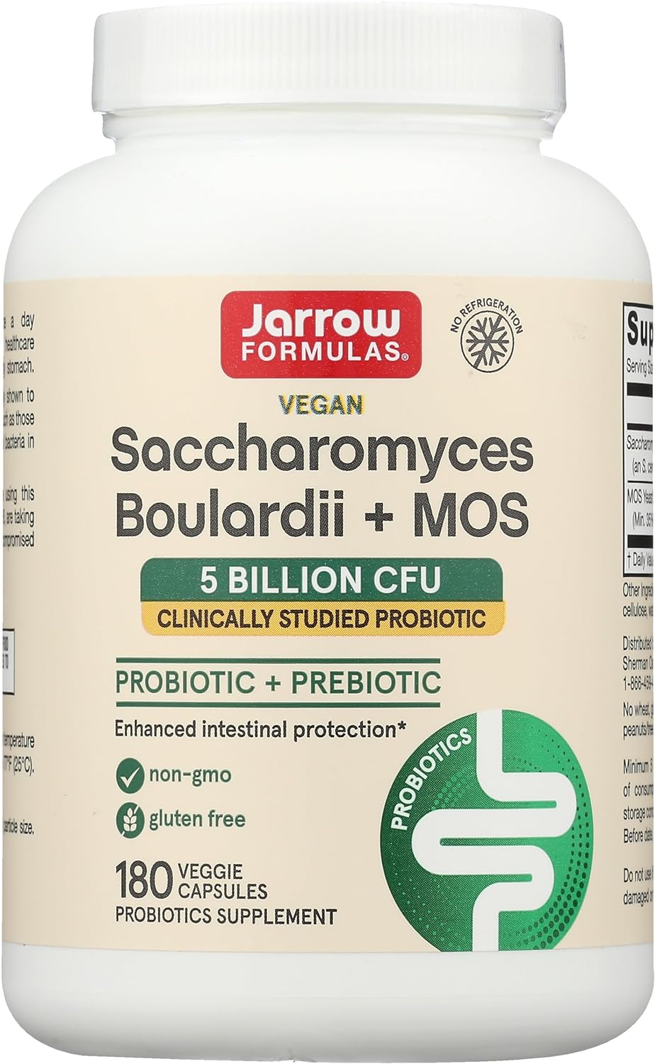 Jarrow Saccharomyces Boulardii Plus MOS 5 Billion - 180 Veg Capsules