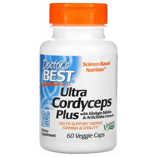 Doctors Best Ultra Cordyceps Plus - Ginkgo Biloba and Artichoke 60 Veggie Caps