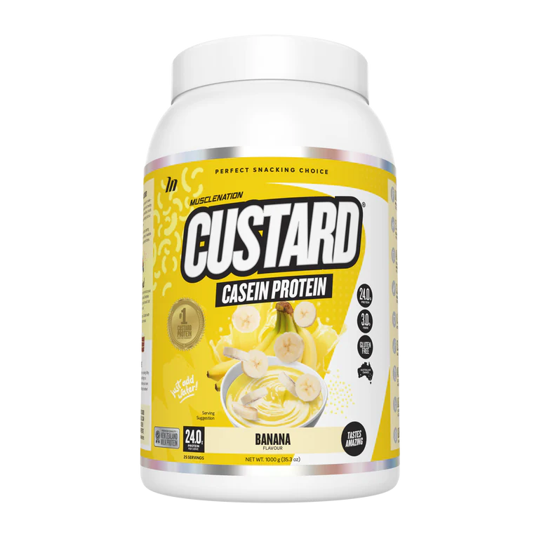 Muscle Nation Casein Custard Protein Powder 1kg - Twin Pack