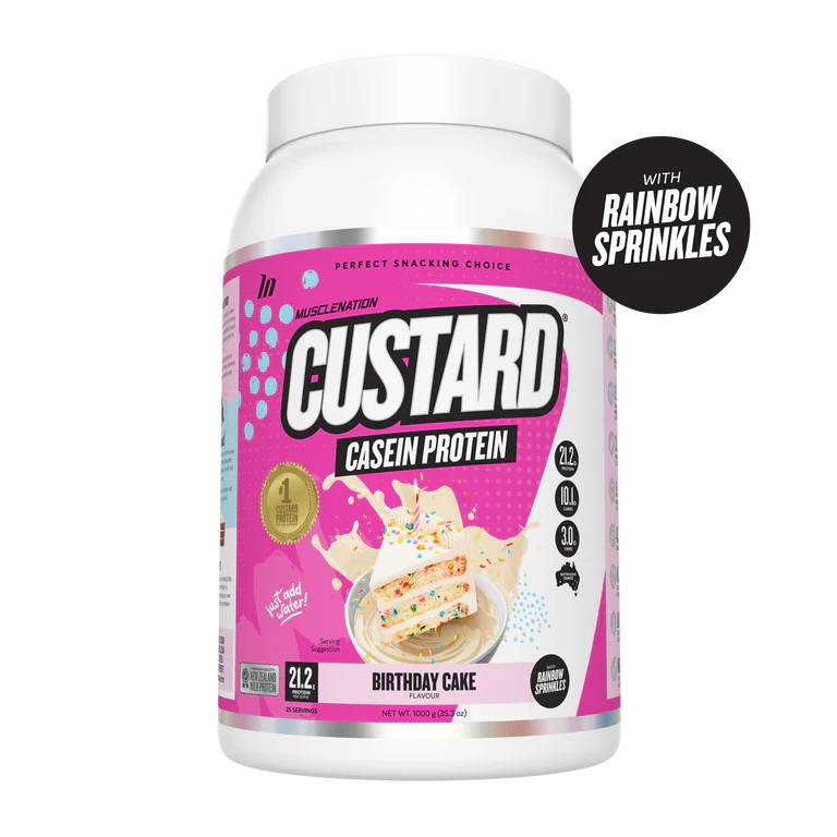 Muscle Nation Casein Custard Protein Powder 1kg - Twin Pack