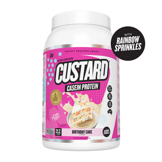 Muscle Nation Casein Custard Protein Powder 1kg - ALL NEW FLAVOURS!