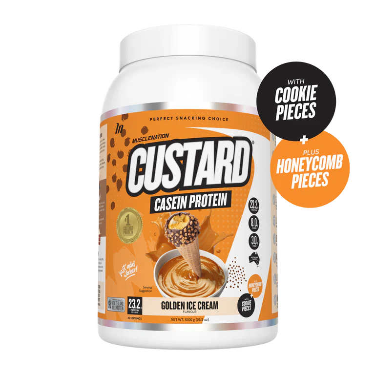 Muscle Nation Casein Custard Protein Powder 1kg - Twin Pack